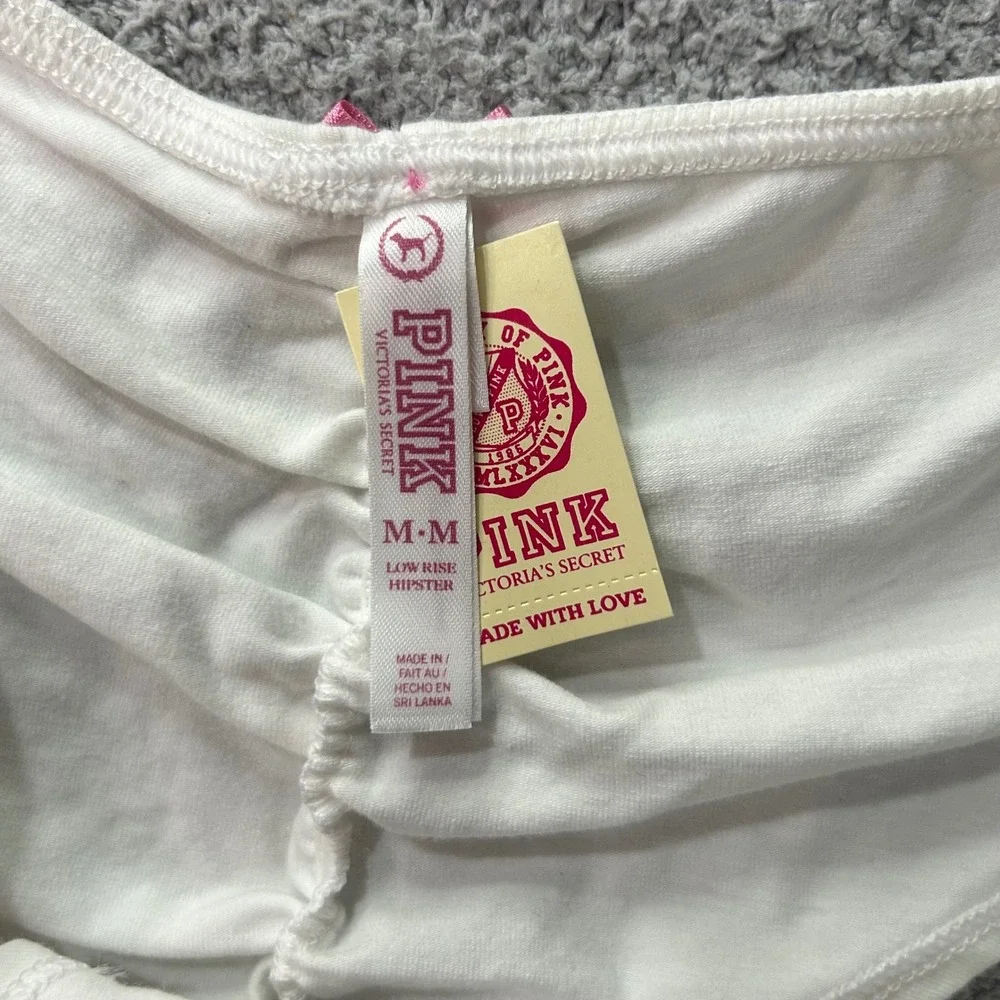 PINK Victoria's Secret Low Rise Hipster Ruched White M Y2K Coquette Soft Girl